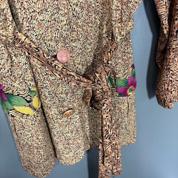 Carole Little Vintage 1990's Women's Beaded Leopard Print Long Blazer - Size M/L - Picture 3 of 7